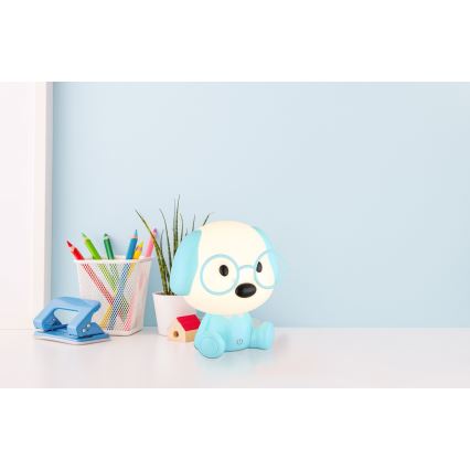 Globo 21761B - Luz nocturna infantil LED recargable y regulable PUPPY 1 W/5 V 500 mAh azul